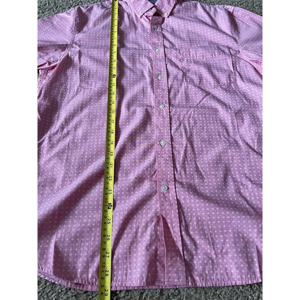 Banana Republic Luxe Poplin Short Sleeve Button Up Shirt Salmon Slim Large JBHS